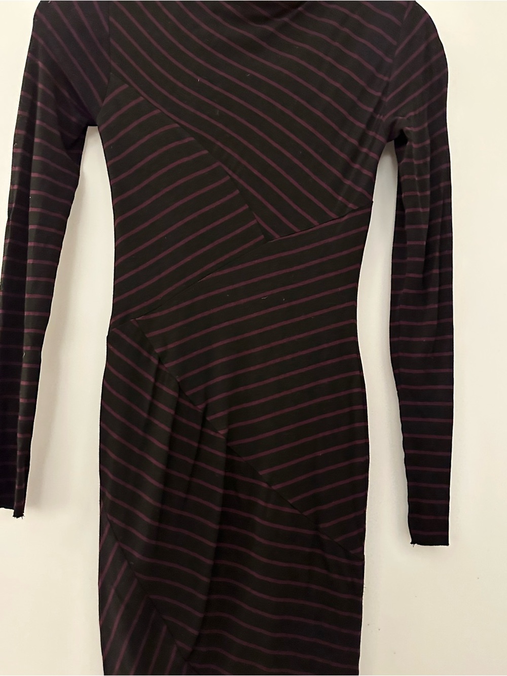 Bailey 44 Navy Dress with Plum Stripes - Long Sleeve Bodycon
